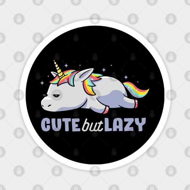 Cute But Lazy Funny Unicorn Gift Magnet by eduely